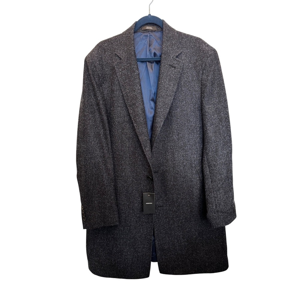Nordstrom Signature Men's Darien Trim Fit Blue Wool Blend Coat Size‎ 44R